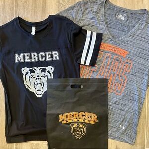 Lot 3: MERCER Bears University Adult TShirt Black Jersey Med Gray Large Gift Bag